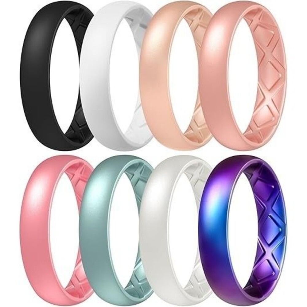 8 Pack Egnaro Silicone Engagement Rings 5.5mm Wide 2mm Thick Reversable Sz 8.25